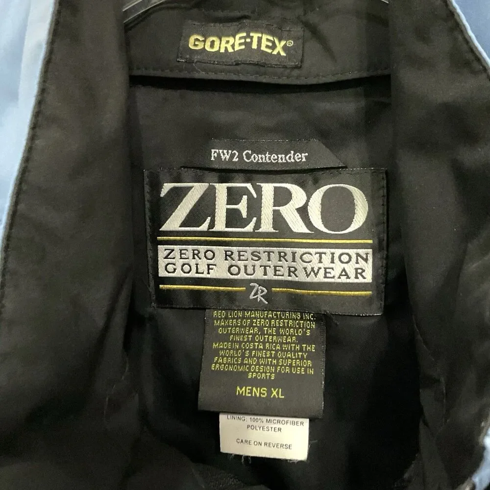 Zero Restriction Jacket Mens Sz XL Blue Full Zip Gore Waterproof Golf Contender